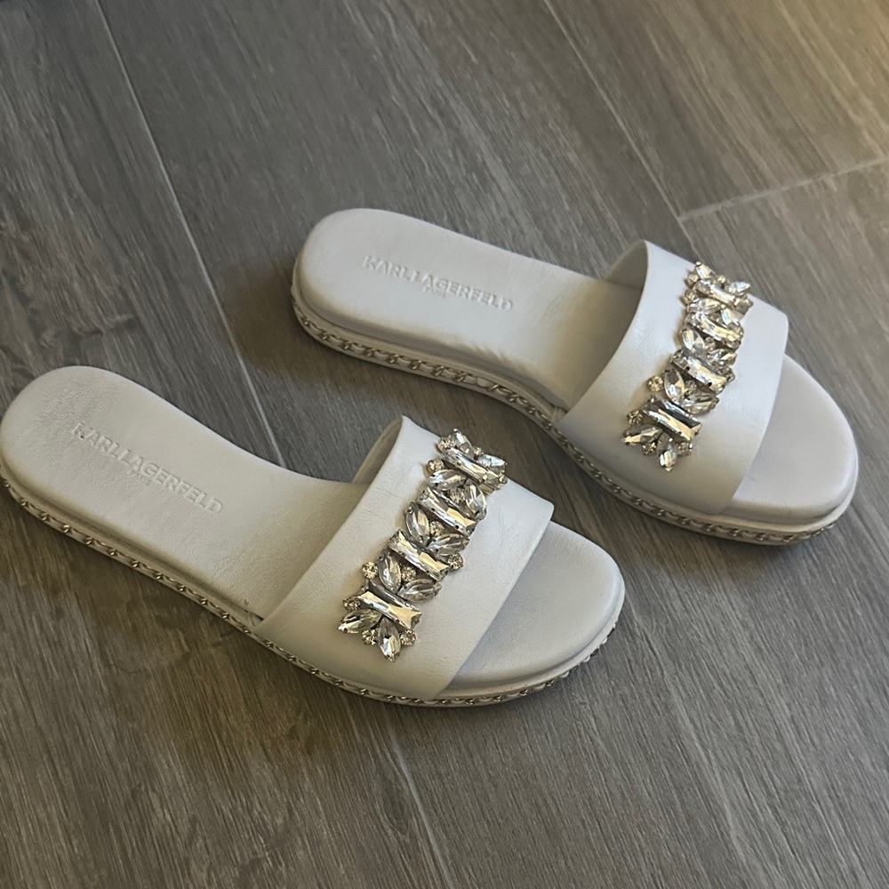 Karl Lagerfeld Silver Embellished Sandals